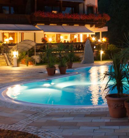 Swimming pool at night