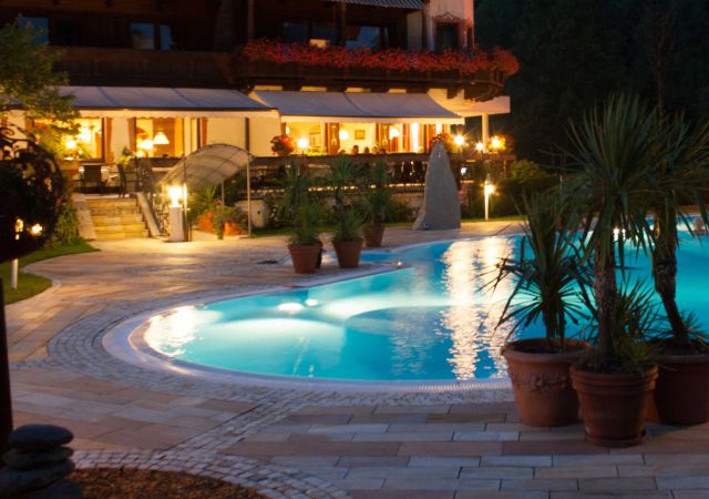 Swimming pool at night